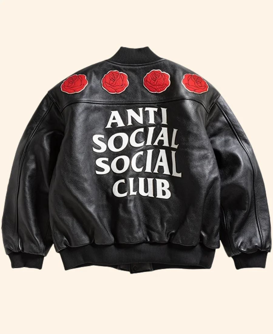 Petal To The Metal Leather Varsity Jacket Back Image