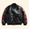 Petal To The Metal Leather Varsity Jacket Front Image