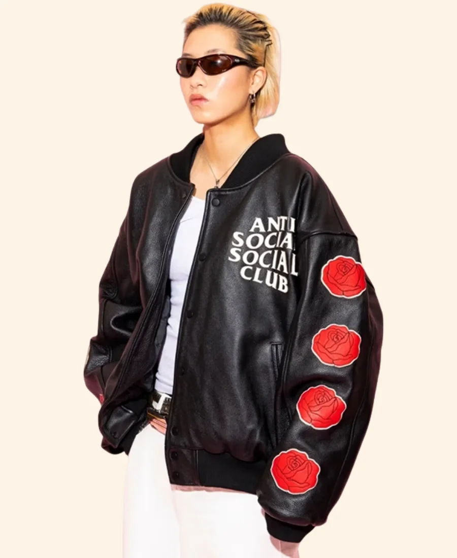 Petal To The Metal Leather Varsity Jacket Sleeves Image