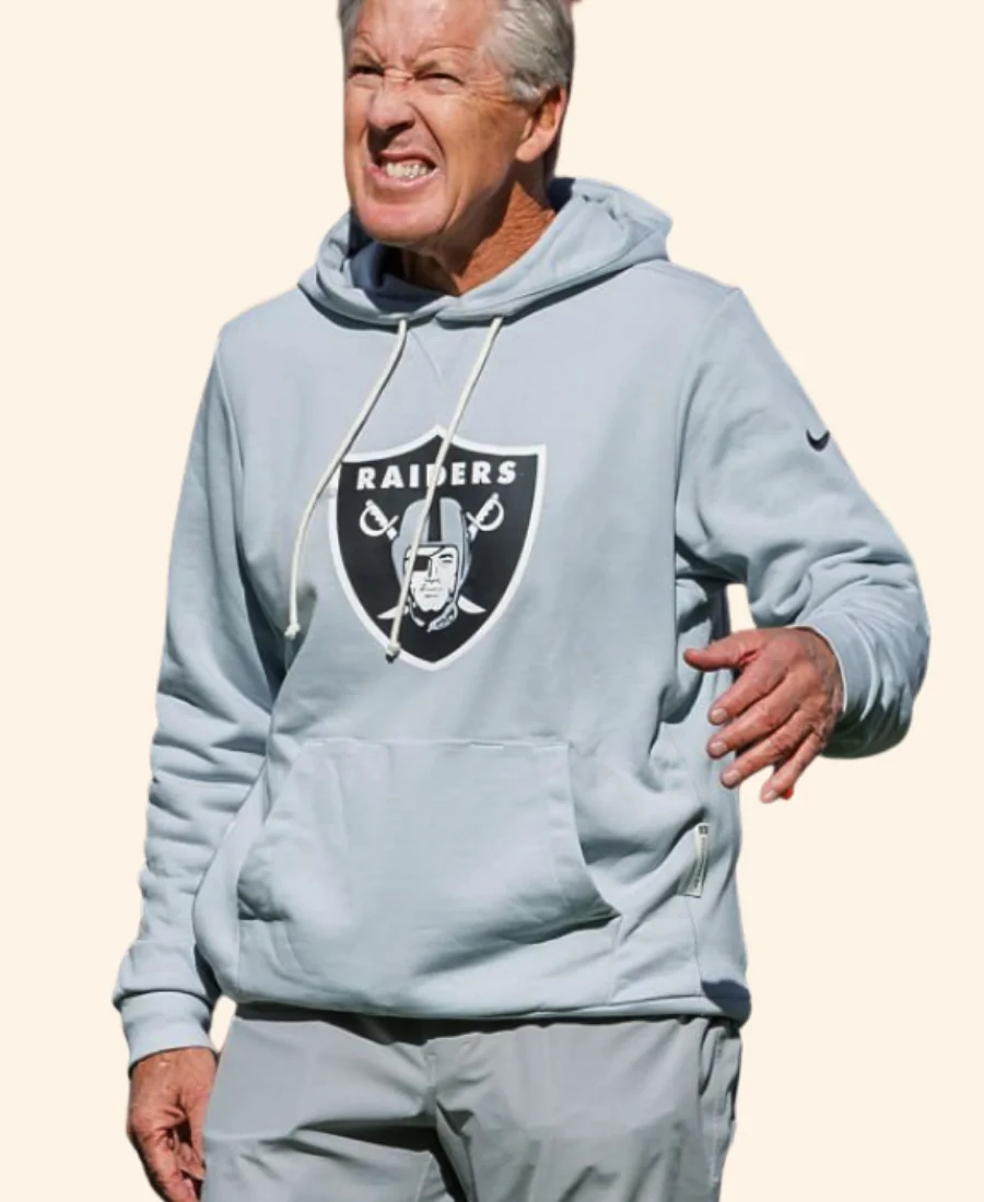 Pete Carroll Raiders Hoodie Closure Image