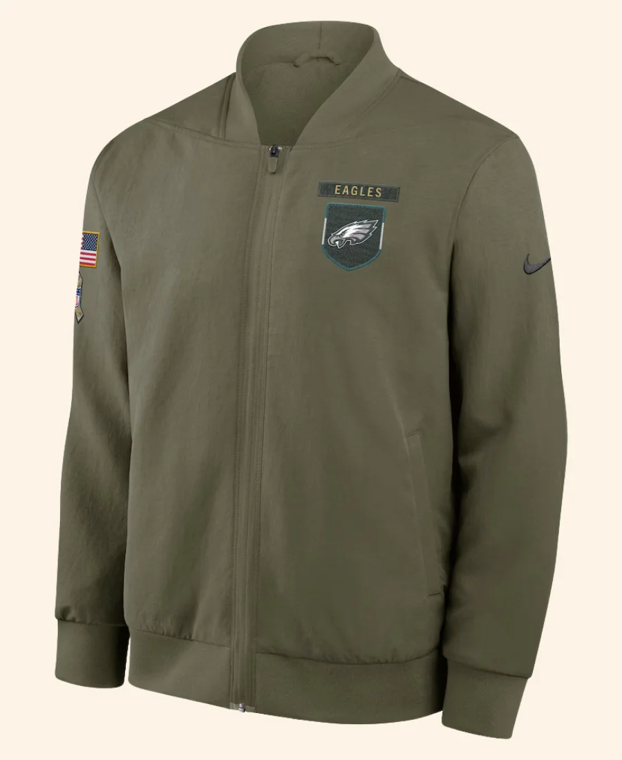 Philadelphia Eagles 2025 Salute To Service Jacket Front Image