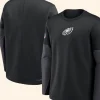 Philadelphia Eagles Black Sideline Coach Long Sleeve T Shirt Front And Back Image