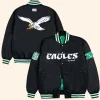 Philadelphia Eagles GOLF WANG Satin Bomber Jacket Front And Back Image