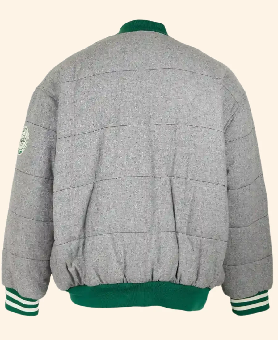 Philadelphia Eagles Grey Varsity Jacket Back Image
