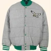 Philadelphia Eagles Grey Varsity Jacket Front Image