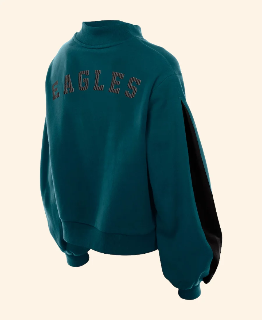 Philadelphia Eagles Mock Neck Sweatshirt Green Back Image