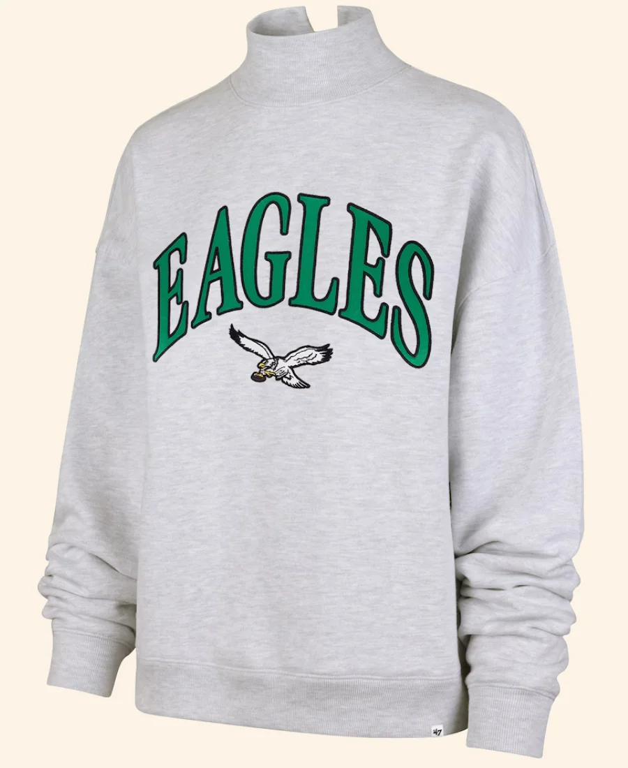 Philadelphia Eagles Mock Neck Sweatshirt Grey Front Image