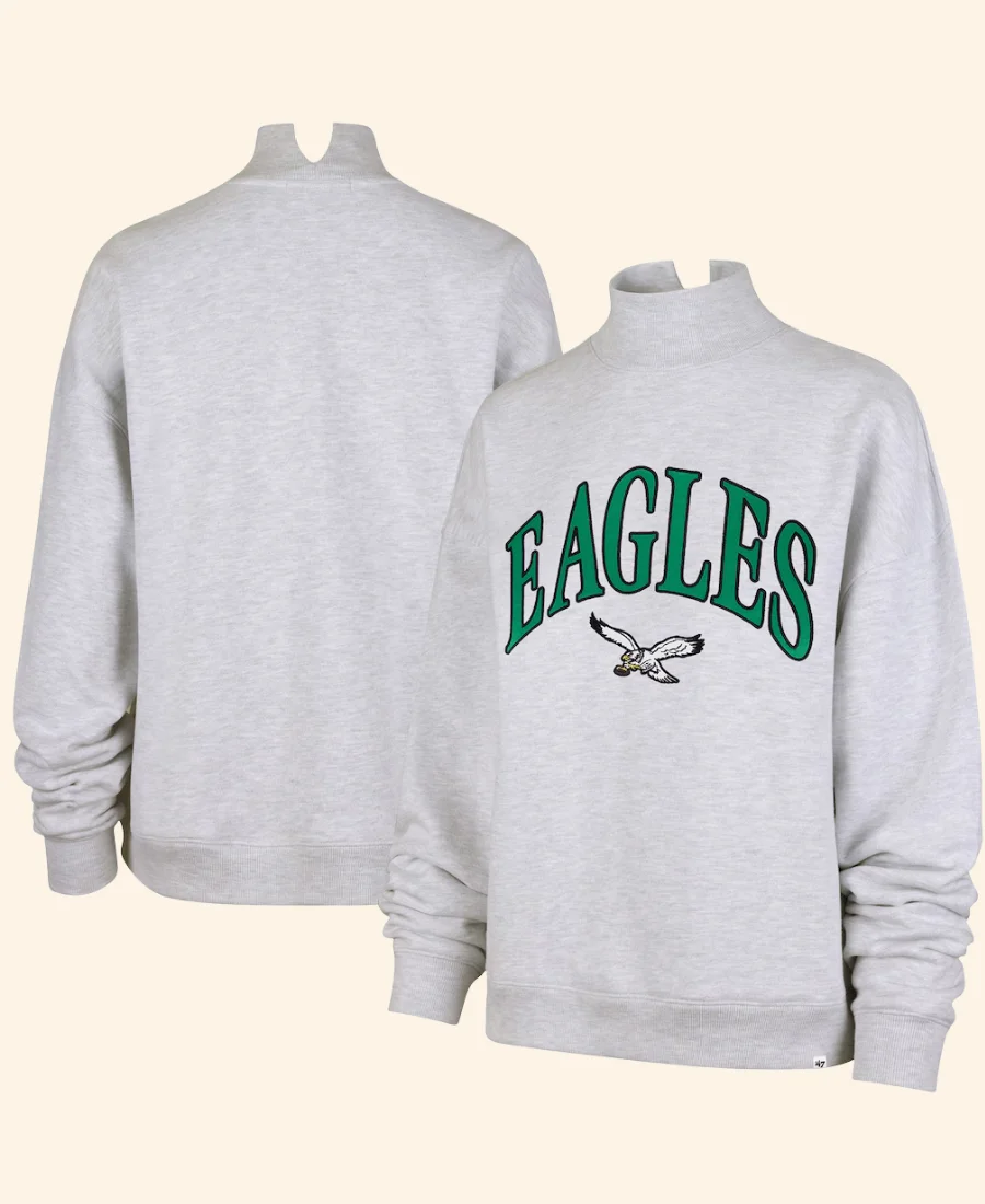Philadelphia Eagles Mock Neck Sweatshirt Grey Image