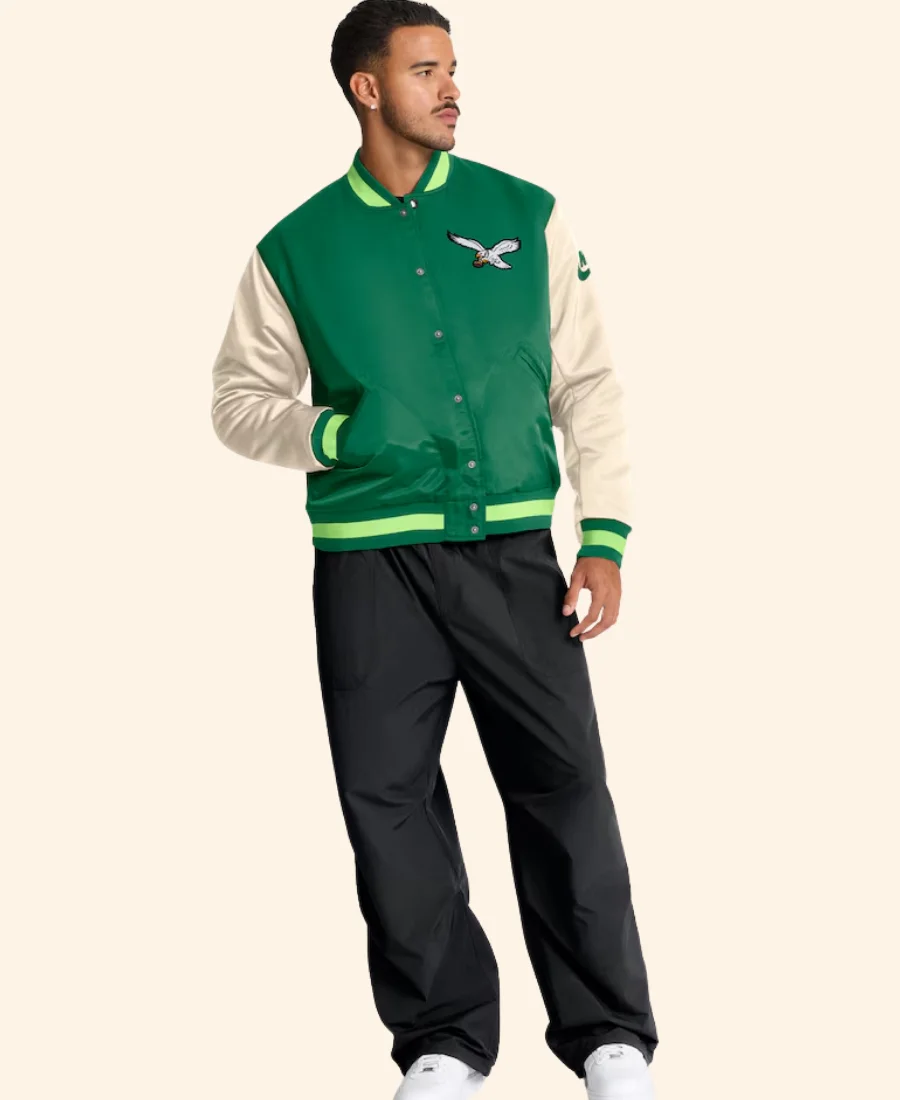 Philadelphia Eagles Rewind Legacy Varsity Jacket Closure Image