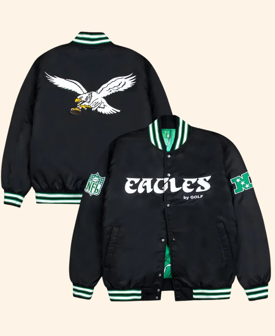 Philadelphia Eagles X Golf Wang Varsity Jacket Front & Back Image