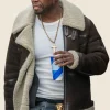 Power 50 Cent Brown Shearling Jacket Front Image