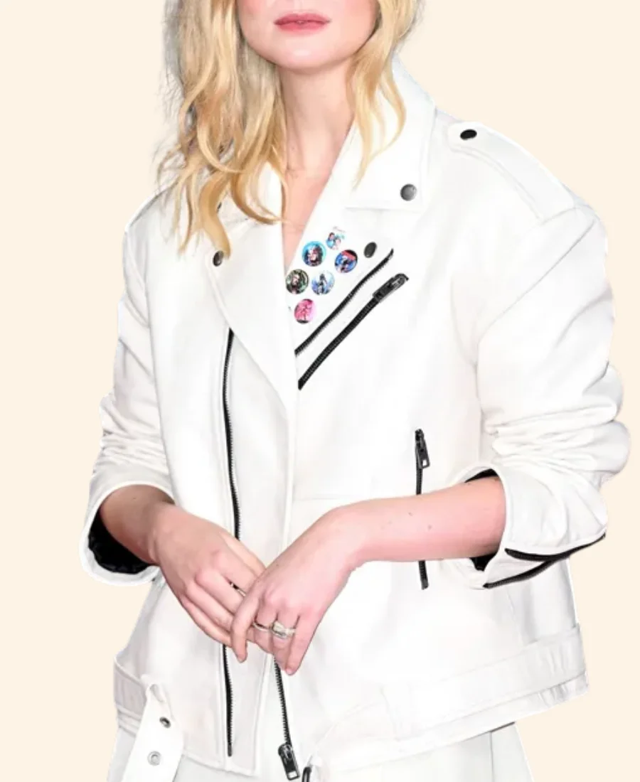 Predator_ Badlands 2025 Movie Premiere Elle Fanning Leather Jacket Zoom Image