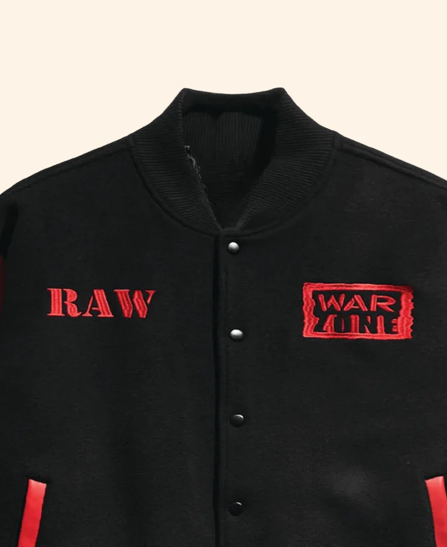 Raw Is War Varsity Jacket Frontr Zoom Imae
