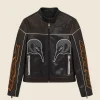 Reiss Mclaren F1 Team Leather Biker Jacket Black Front Image