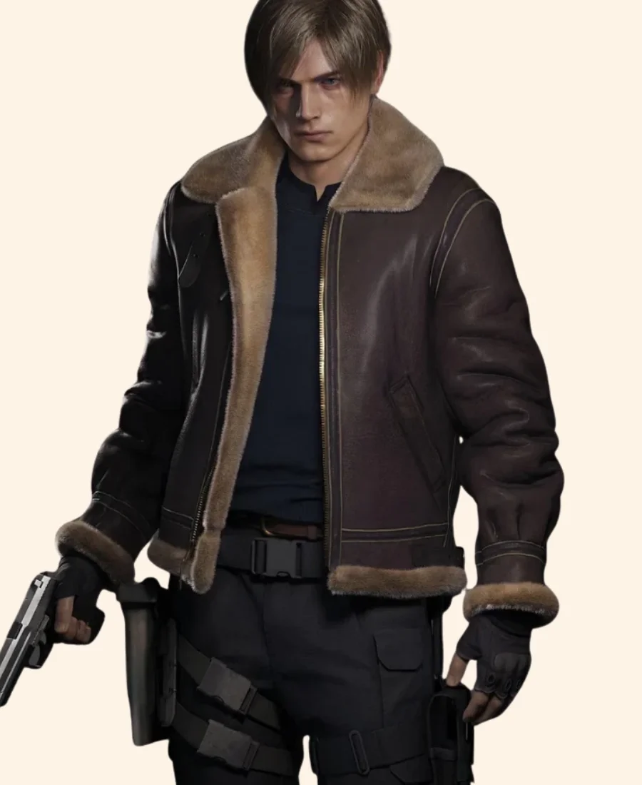 Resident Evil 4 Leon Kennedy Leather Jacket Front Image