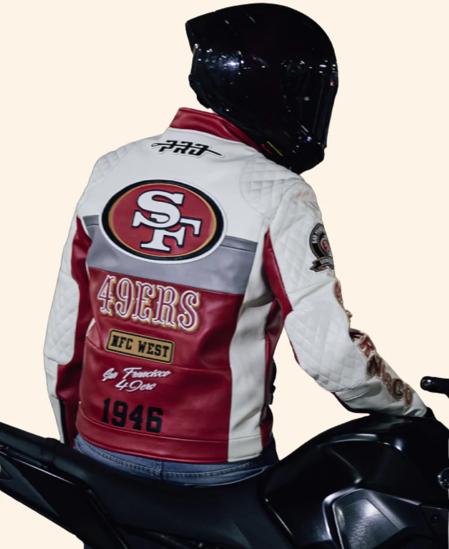 San Francisco 49ers Moto Jacket Back Image