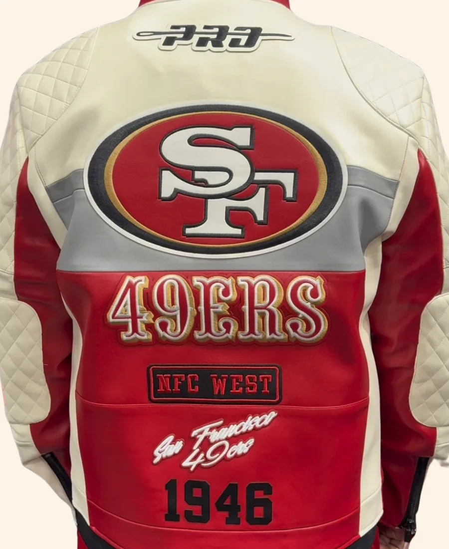 San Francisco 49ers Moto Jacket Back