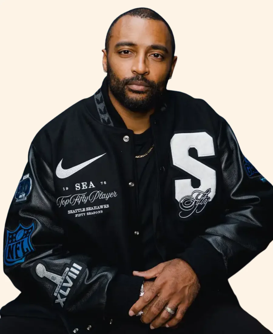 cSeattle Seahawks Top 50 Players Varsity Jacket Other Patch Image