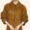 SiriusXMās Town Hall Emma Stone Suede Leather Jacket Full Image
