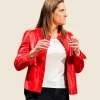 Stephanie White Red Leather Jacket