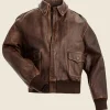 Stranger Things Billy Hargrove Brown Leather Jacket Front Image