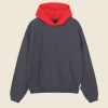 Stussy Two Tone Hoodie Faded Blue Front Image