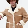 Suede Leather Shearling Jacket Front Image