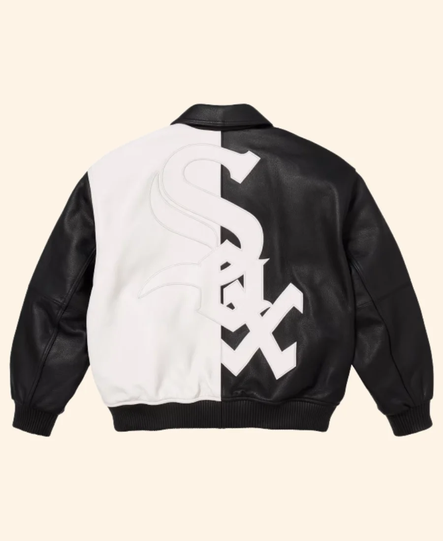 Supreme X Chicago White Sox Leather Jacket Black Back Image