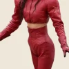 The Beauty Bella Hadid Red Cropped Jacket Front Image