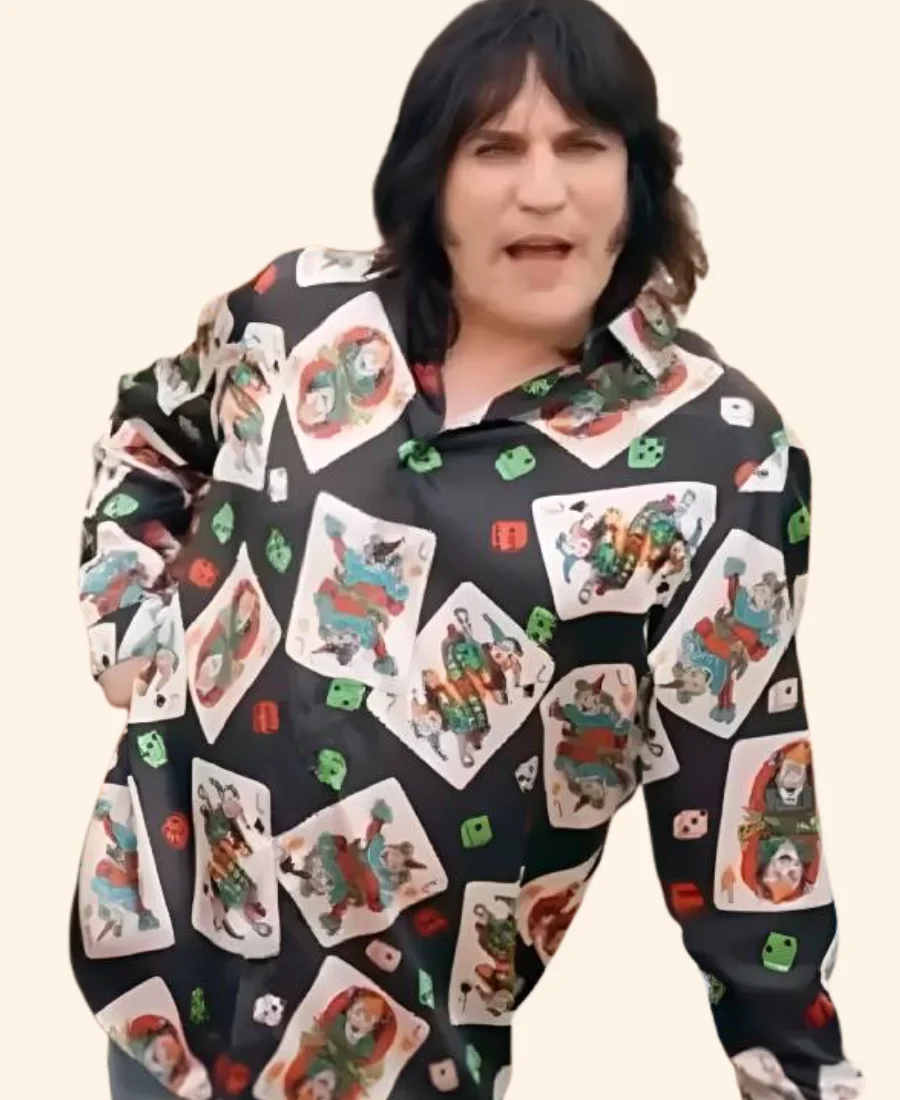 The Great British Bake Off Noel Fielding Joker Card Dices Shirt Front Image