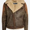 The Iron Claw Kevin Von Erich Shearling Leather Jacket Front Image