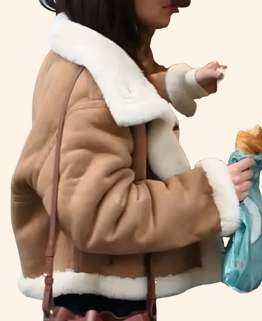 The Summer I Turned Pretty Belly Suede Leather Shearling Jacket Arms Image