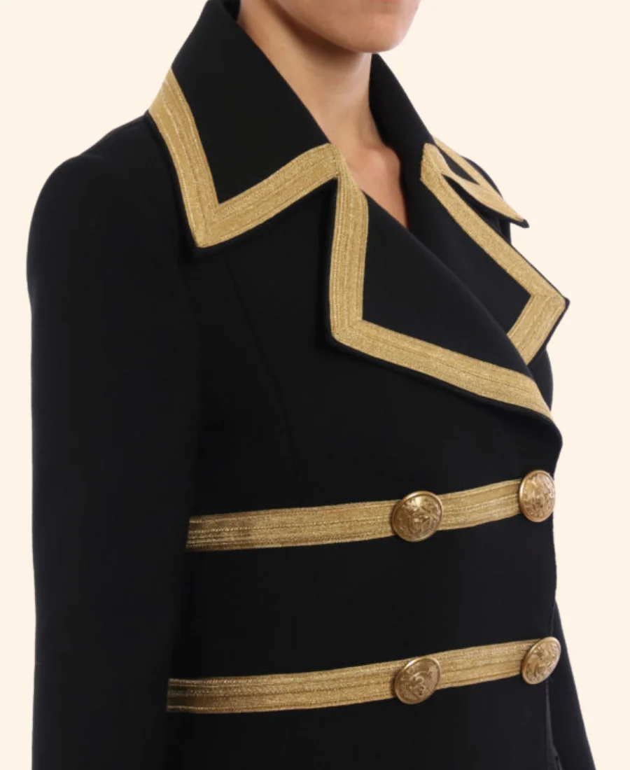 The Today Show Savannah Guthrie Metallic Trim Coat Arms Image