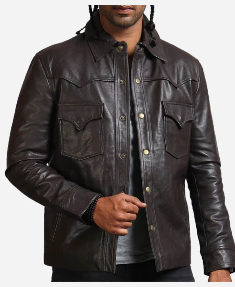 The Walking Dead Governor Leather Jacket Front Image
