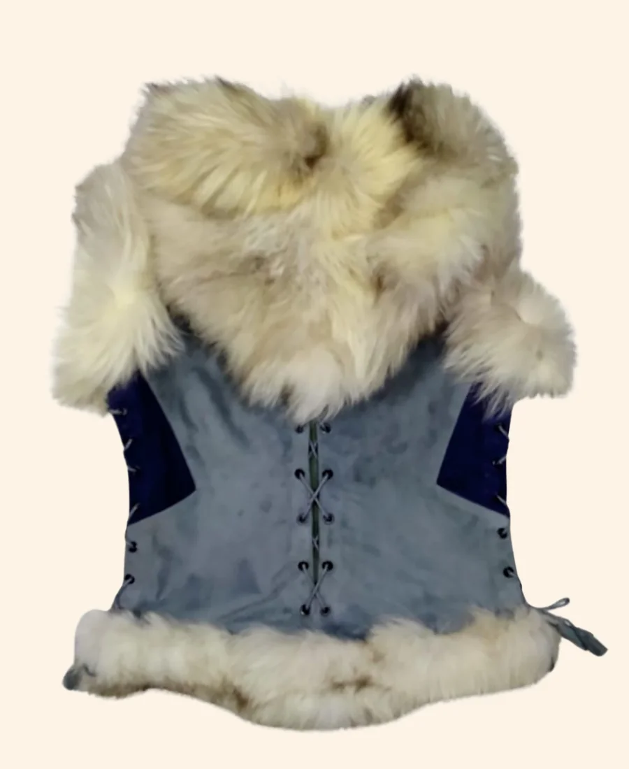 The Witcher S04 Ciri Suede Leather Fur Vest Front Image