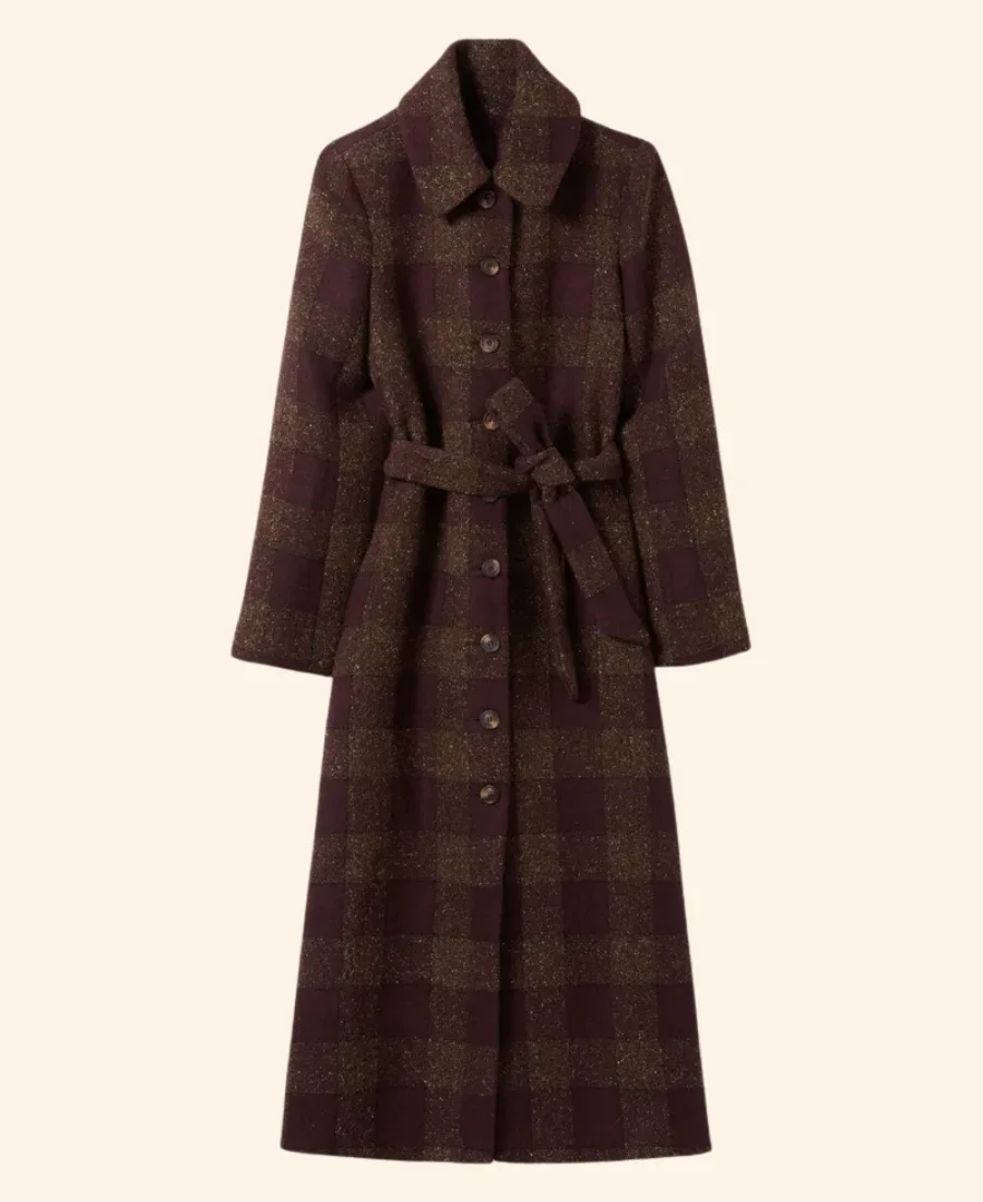 The Woman In Cabin 10 Keira Knightley Checked Coat Front Image