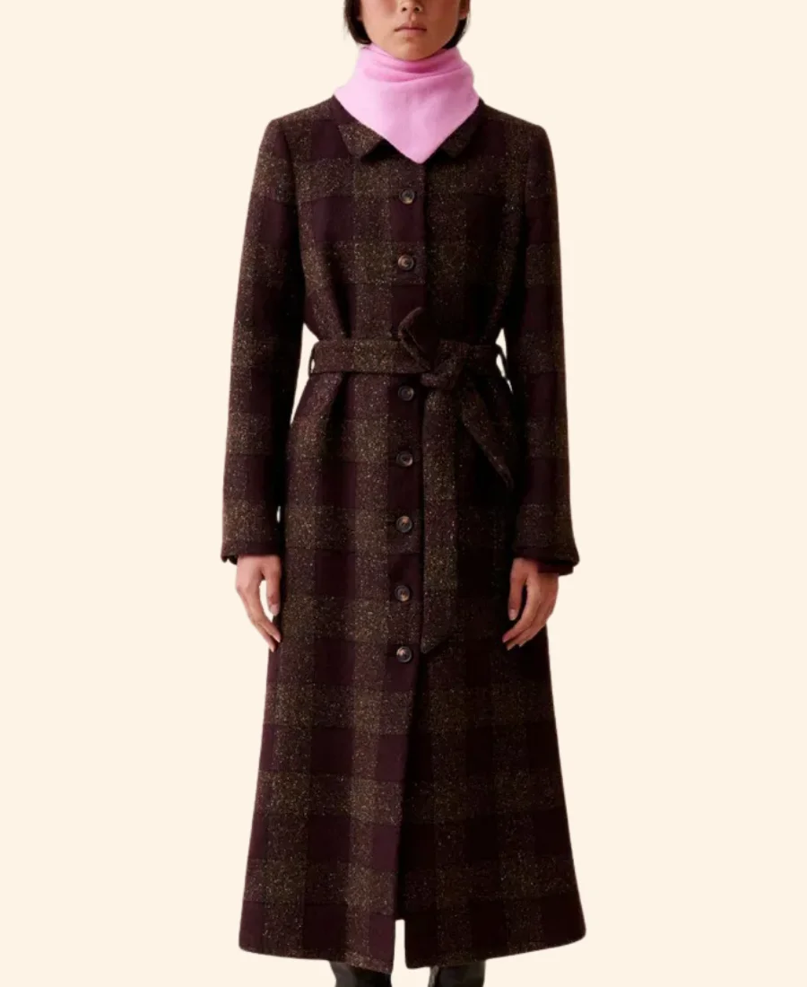 The Woman In Cabin 10 Keira Knightley Checked Coat