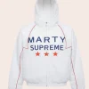 Timothée Chalamet Marty Supreme White Jacket Front Image