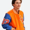 Timothée Chalamet Nicks Playoffs Game Varsity Jacket Front Image