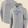Toronto Blue Jays Grey Wahconah Pullover Hoodie Front And Back Image