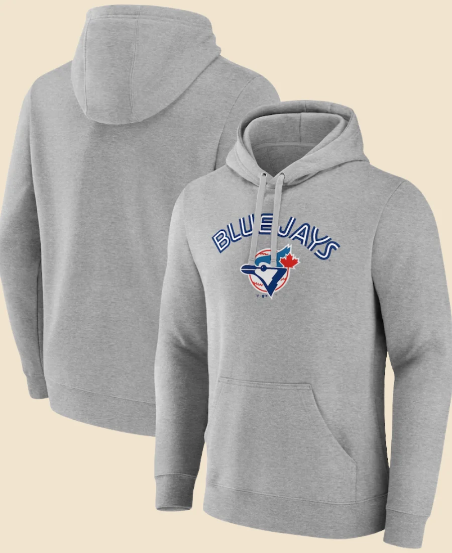 Toronto Blue Jays Grey Wahconah Pullover Hoodie Front And Back Image
