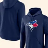 Toronto Blue Jays Navy Logo Pullover Hoodie Front And Back Image
