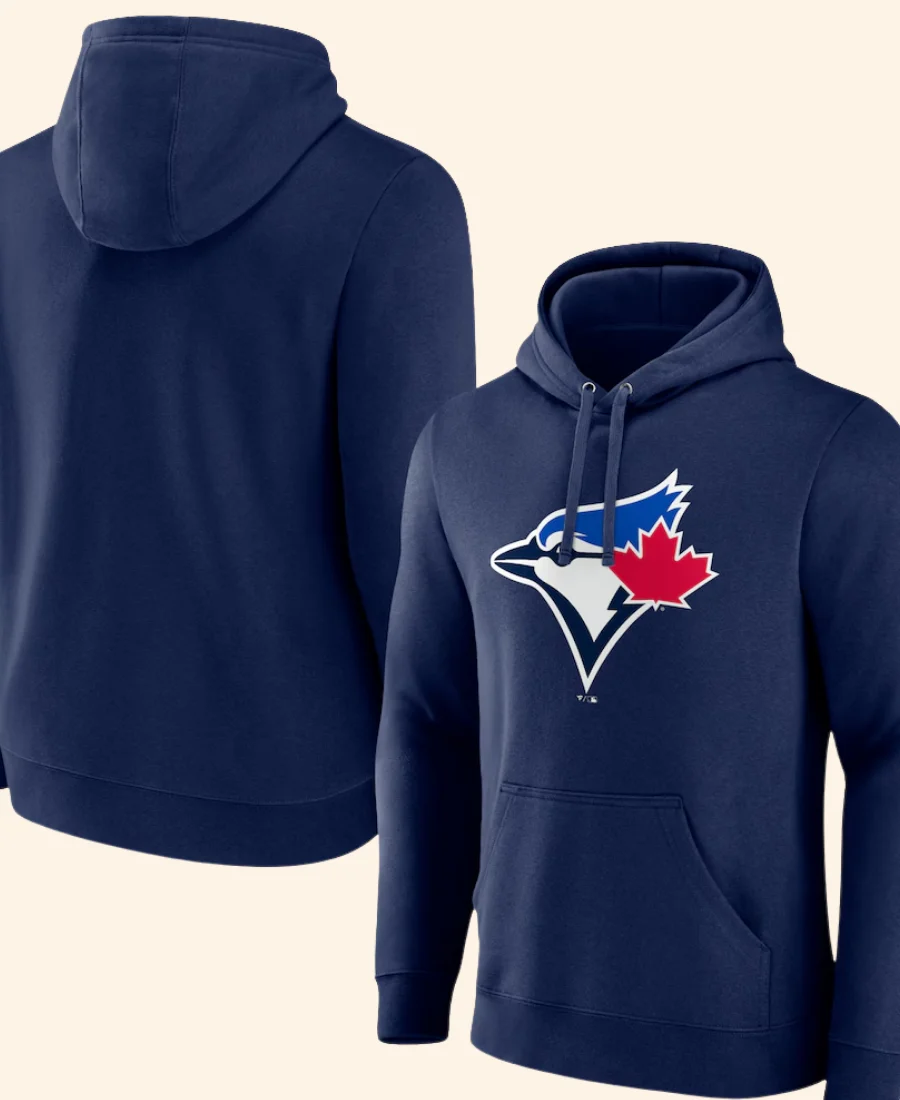 Toronto Blue Jays Navy Logo Pullover Hoodie Front And Back Image