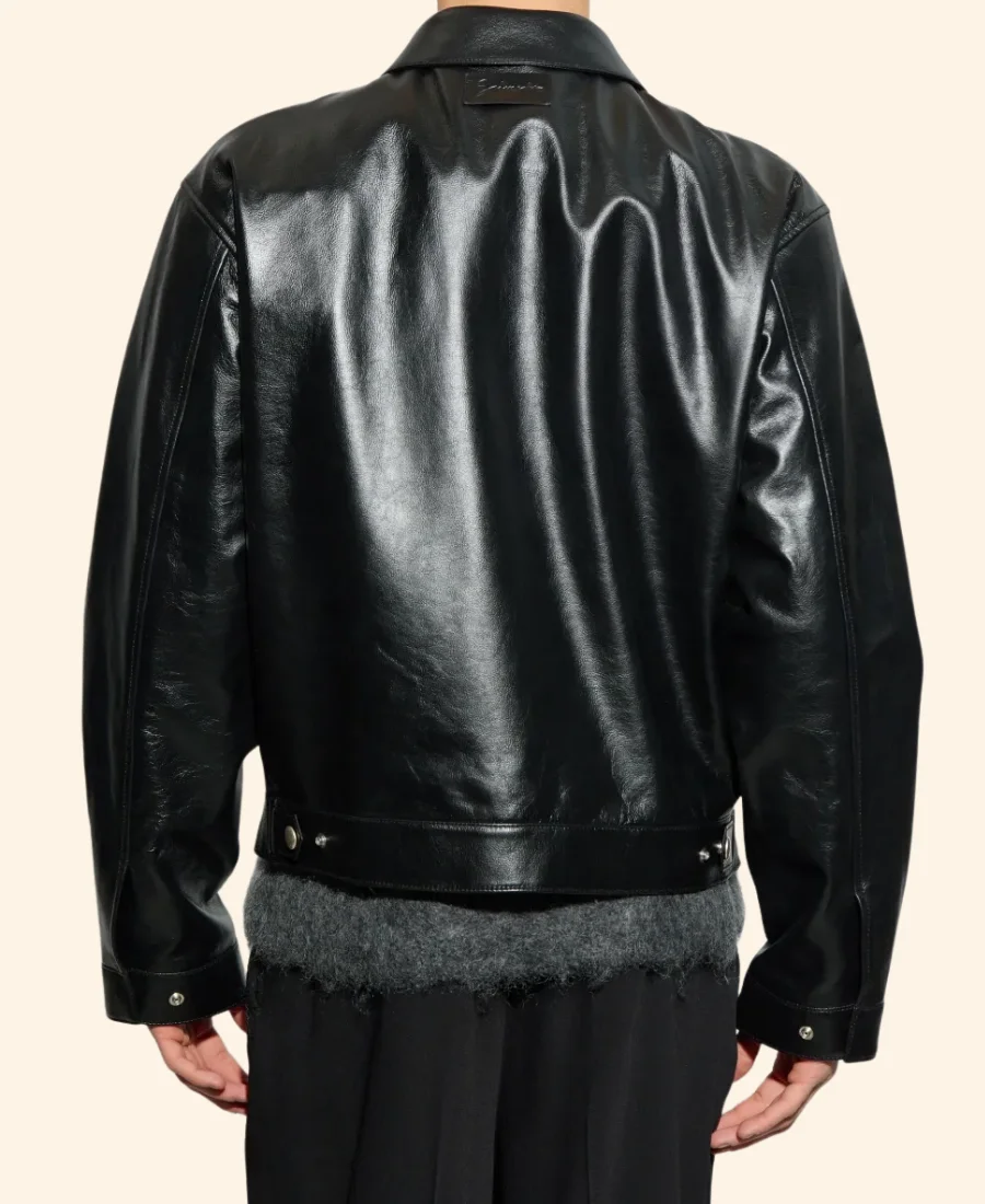 Travis Kelce Leather Jacket Back Image