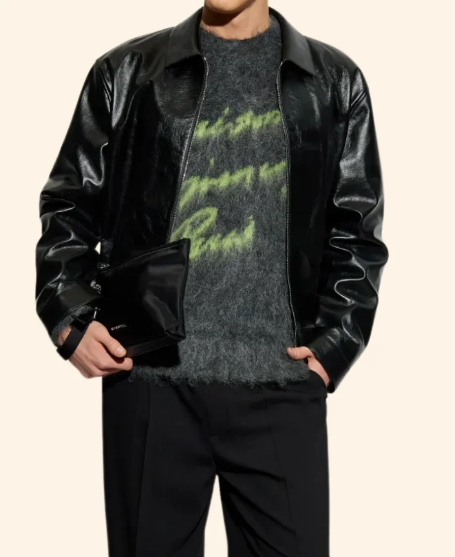 Travis Kelce Leather Jacket Closure Image