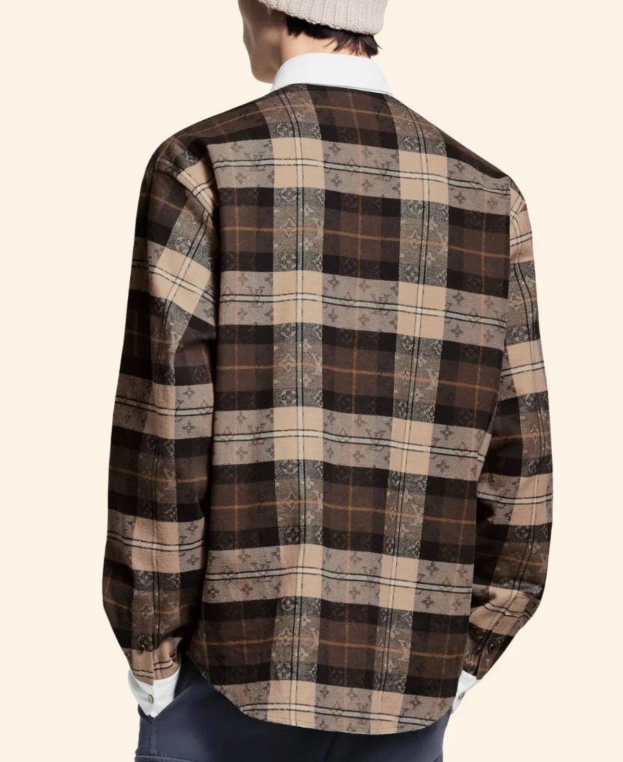 Travis Kelce Monogram Flannel Shirt Back Image