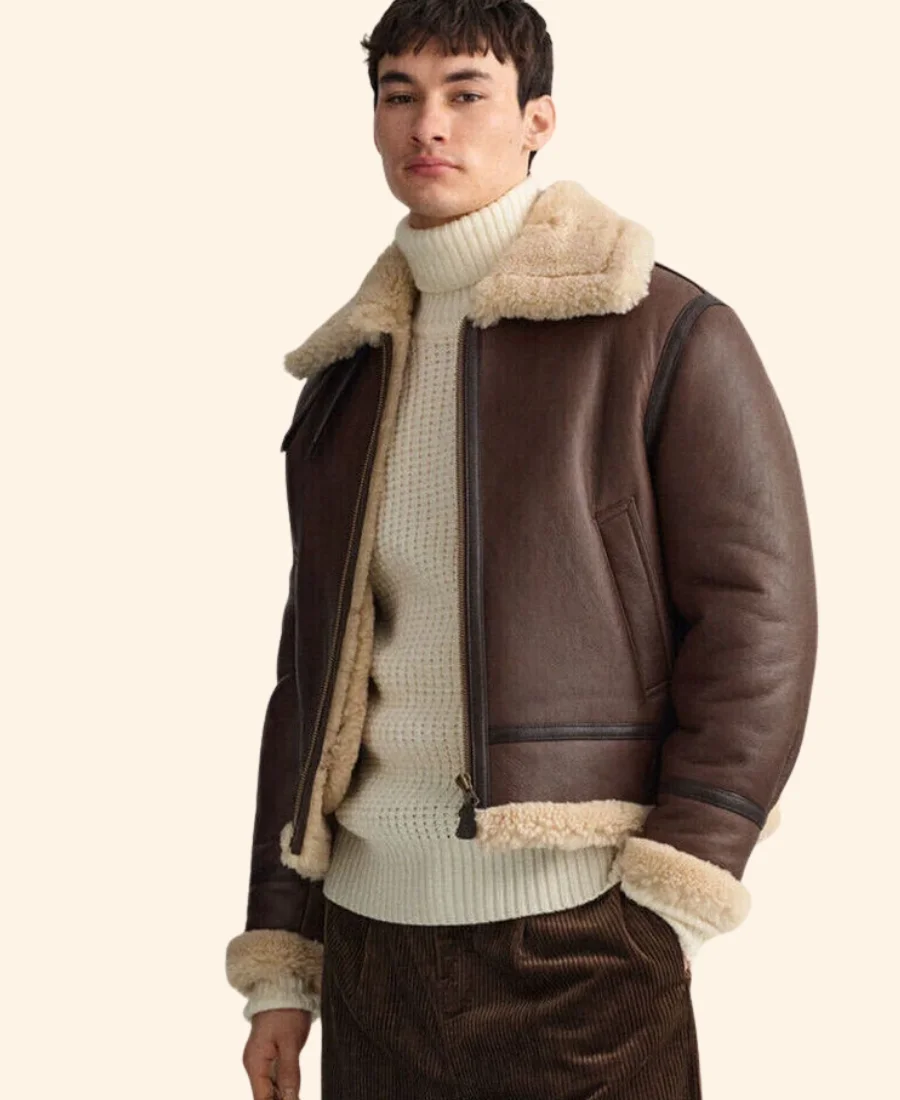 Tu Vois Comment PLK Brown Shearling Jacket Sleeve Image
