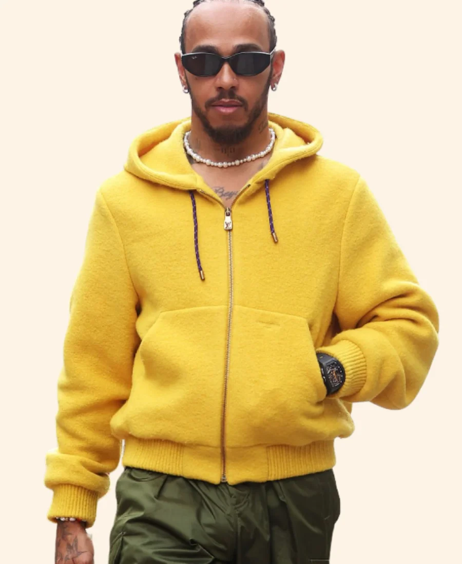 U.S. F1 Grand Prix 2025 Lewis Hamilton Yellow Hoodie Front Image
