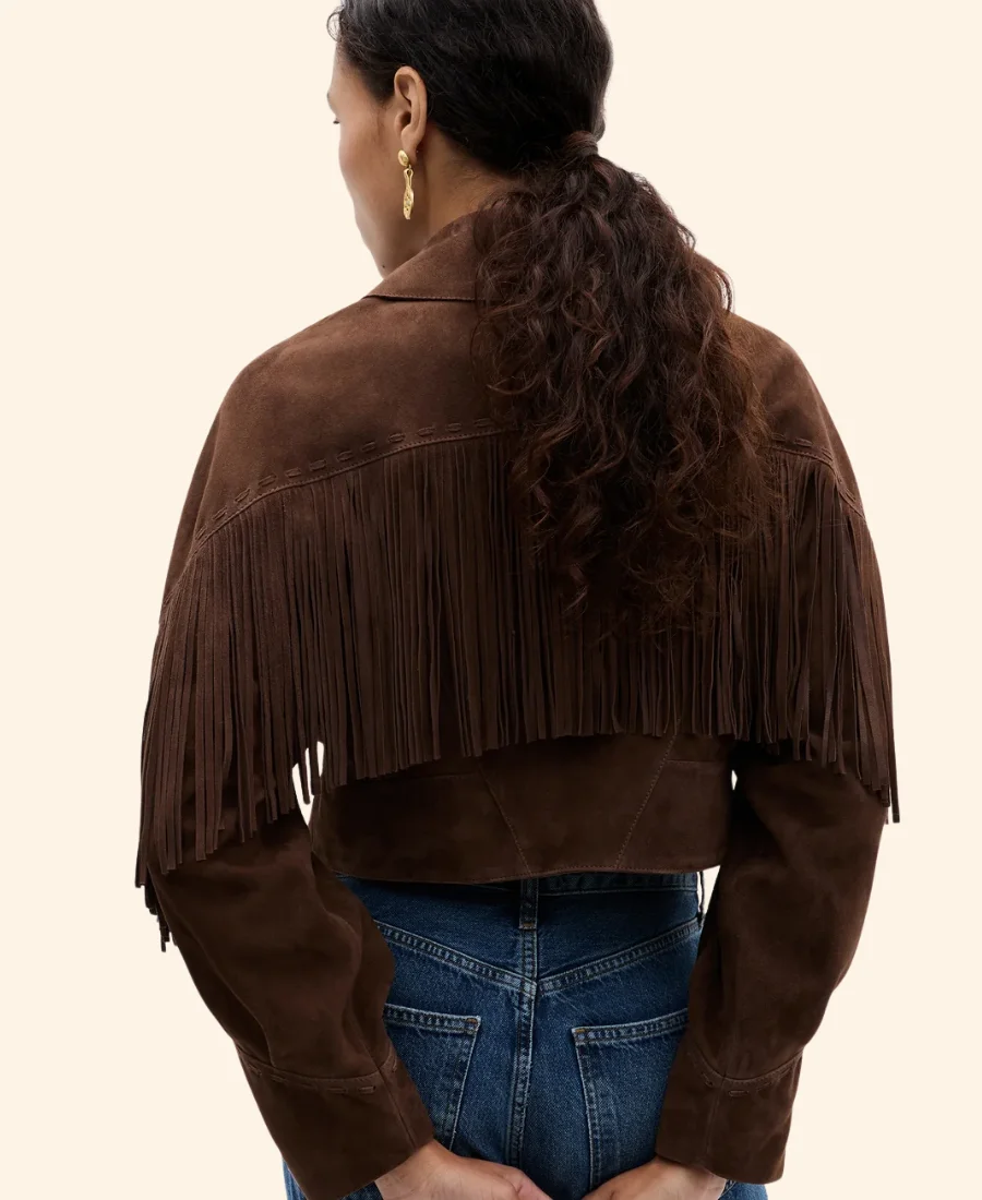 U.S. F1 Grand Prix Carmen Montero Suede Leather Jacket back Image