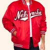 University Of Nebraska Red Varsity Jacket Style 01 Front Image